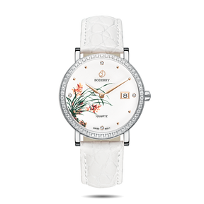 Women Watch | Orchid Silver Case Watch-Boderry Flower Boderry Watches