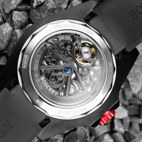 WINDMILL - Original Skeleton Hi-beat(28,800 bph) with 72 hrs Power-reserve Automatic Watch | Red Dial & Rubber Strap