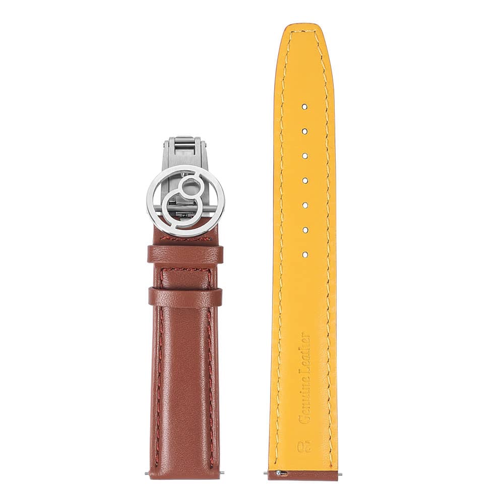 Brown Genuine Leather Strap with Spring Buckle | Suitable for all watches with 20mm lug width
