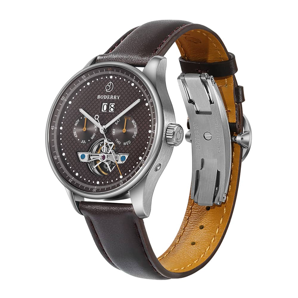 THE CHECKMATE - Complication Automatic Watch with Date,Day,Month Display -Pelelith & Leather Straps