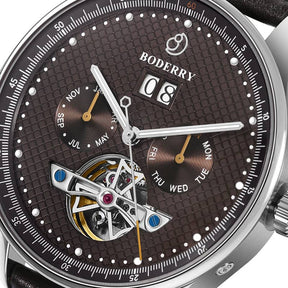 THE CHECKMATE - Complication Automatic Watch with Date,Day,Month Display -Pelelith & Leather Straps