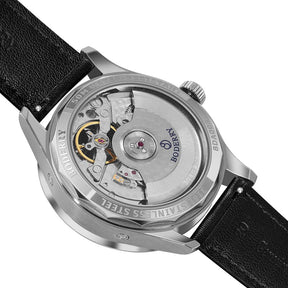 THE CHECKMATE - Complication Automatic Watch with Date,Day,Month Display -Obsidian & Leather Strap