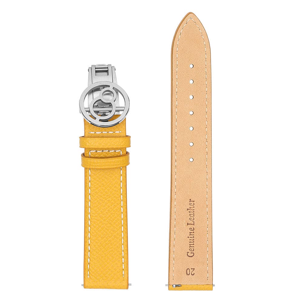 Boderry Yellow Lychee-grain Cowhide Strap with Spring Buckle | Suitable for all watches with 20mm lug width
