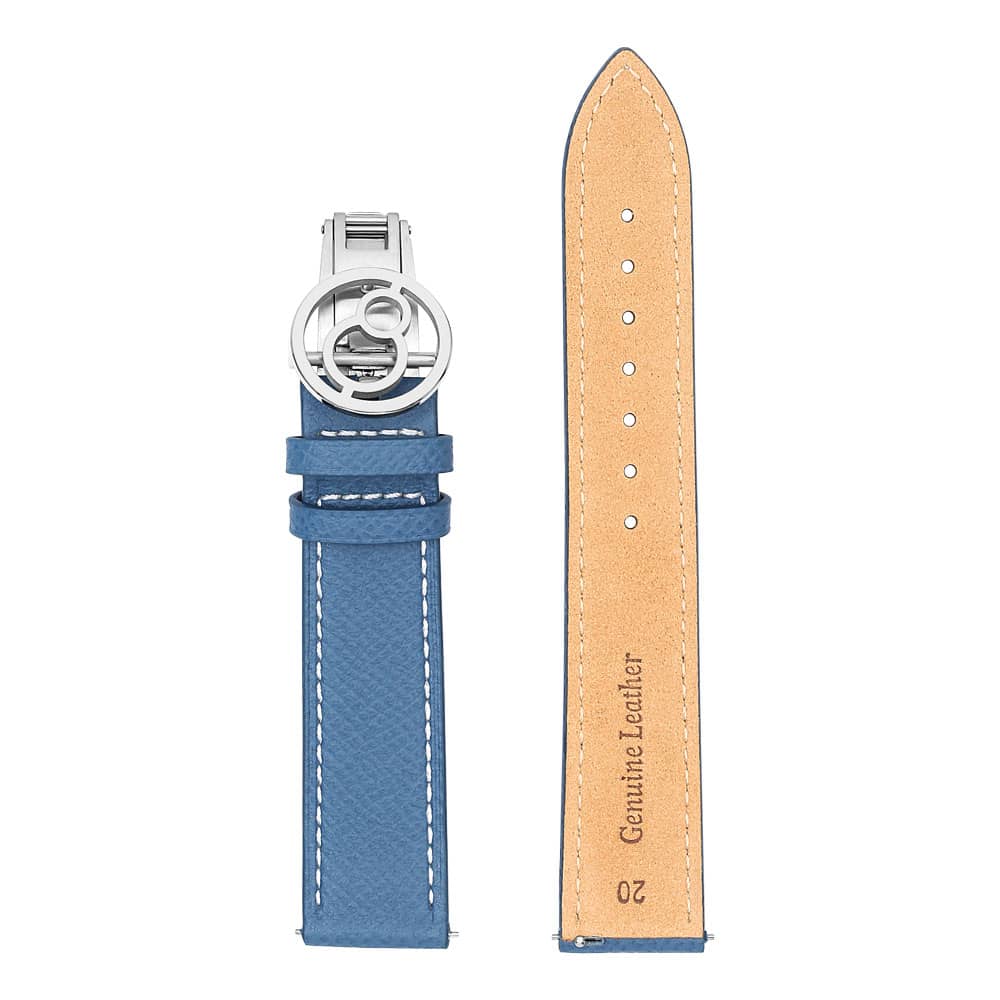 Blue Lychee-grain Cowhide Strap with Spring Buckle | Suitable for all watches with 20mm lug width