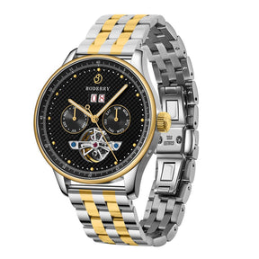 THE CHECKMATE - Complication Automatic Watch with Date,Day,Month Display -Gold Black & Two Tone Bracelet