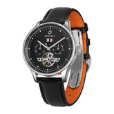 THE CHECKMATE - Complication Automatic Watch with Date,Day,Month Display -Obsidian & Leather Strap