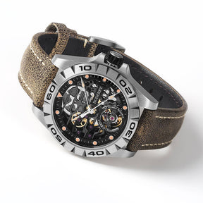 URBAN SKELETON(TITANIUM) V2.0-Silver Hands - Hi-beat(28,800 bph) with 72 hrs Power-reserve Automatic Watch | Black Dial
