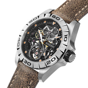 URBAN SKELETON(TITANIUM) V2.0-Silver Hands - Hi-beat(28,800 bph) with 72 hrs Power-reserve Automatic Watch | Black Dial