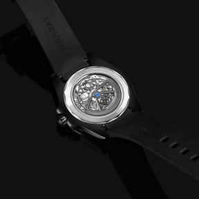 WINDMILL - Original Skeleton Hi-beat(28,800 bph) with 72 hrs Power-reserve Automatic Watch | Black Dial & Black Leather Strap