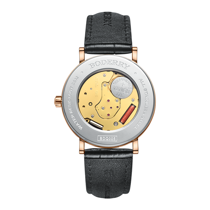 Mens Quartz(Swiss Movement) Watch | Rose Gold/Blue Dial-Boderry Elegant II Boderry Watches