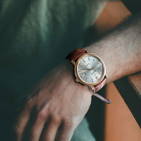 Mens Quartz(Swiss Movement) Watch | 40mm Rose Gold Case with Tan Leather Straps-Boderry Classic Boderry Watches