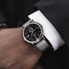 Mens Quartz(Swiss Movement) Watch | Black Dial -Boderry Elegant Boderry Watches