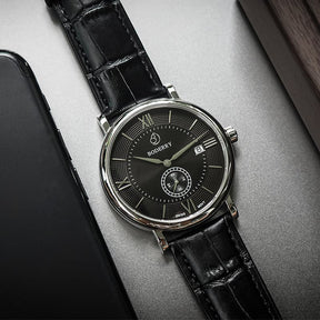 Mens Quartz(Swiss Movement) Watch | Black Dial -Boderry Elegant Boderry Watches