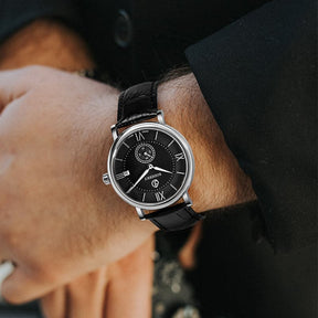 Mens Quartz(Swiss Movement) Watch | Black Dial -Boderry Elegant Boderry Watches