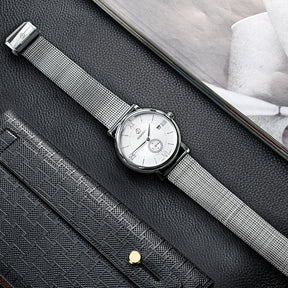 Mens Quartz(Swiss Movement) Watch | Silver/White Dial-Boderry Elegant Boderry Watches