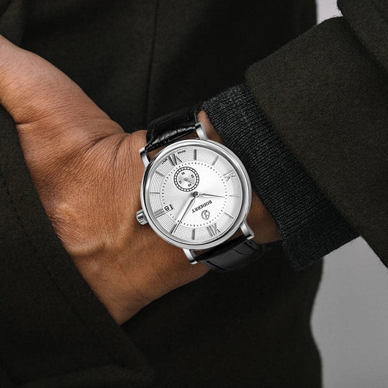 Mens Quartz(Swiss Movement) Watch | Silver/White Dial-Boderry Elegant Boderry Watches
