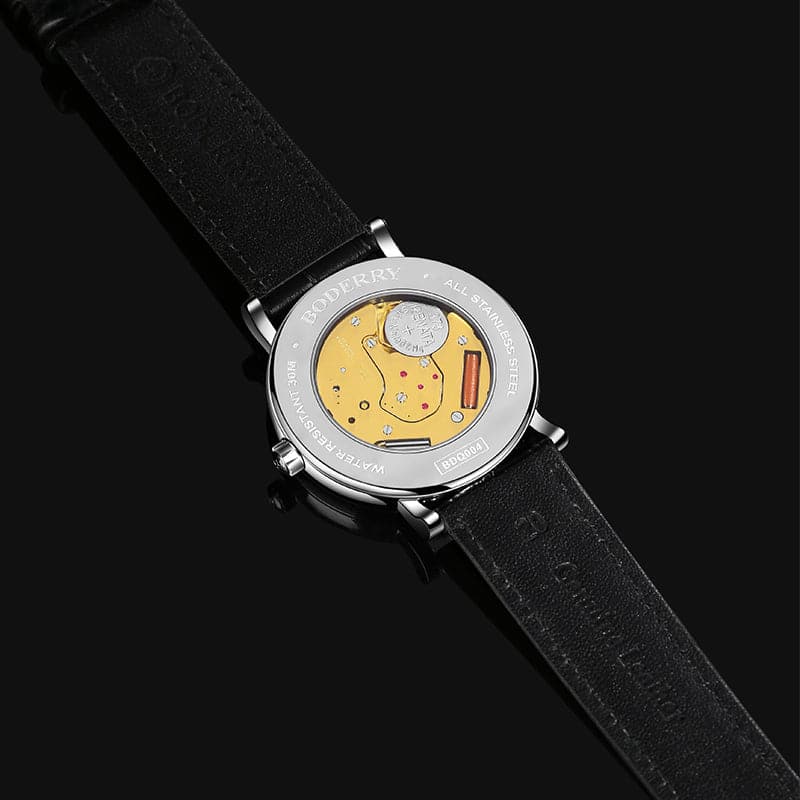 Mens Quartz(Swiss Movement) Watch | Silver/Black Dial-Boderry Elegant Boderry Watches