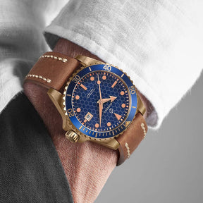 SEATURTLE.OCEAN(BRONZE) - Automatic Bronze Diver Watch | Navy Blue