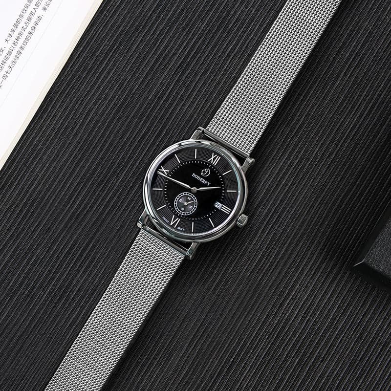 Mens Quartz(Swiss Movement) Watch | Black Dial -Boderry Elegant Boderry Watches