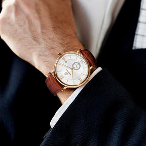 Mens Quartz(Swiss Movement) Watch | Rose Gold/White Dial-Boderry Elegant Boderry Watches