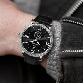Mens Quartz(Swiss Movement) Watch | Silver/Black Dial-Boderry Elegant II Boderry Watches