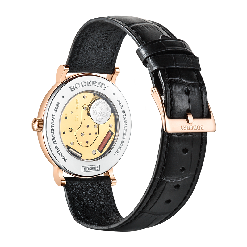 Mens Quartz(Swiss Movement) Watch | Rose Gold/Blue Dial-Boderry Elegant II Boderry Watches