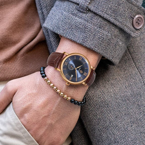 Mens Quartz(Swiss Movement) Watch | Rose Gold/Blue-Boderry Elegant Boderry Watches