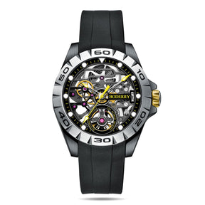 URBAN SKELETON(BLACK CASE)- 3-Hand Hi-beat(28,800 bph) with 72 hrs Power-reserve Automatic Watch