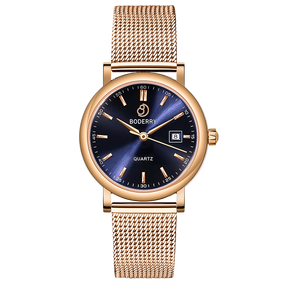 CLASSIC 36MM - Swiss Quartz Movement Watch | Rose Gold & Blue
