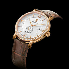 Mens Quartz(Swiss Movement) Watch | Rose Gold Case/White Dial-Boderry Elegant II Boderry Watches