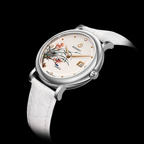 Women Watch | Orchid Silver Case Watch-Boderry Flower Boderry Watches