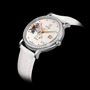 Women Watch | Chrysanth/Silver Case Watch-Boderry Flower Boderry Watches