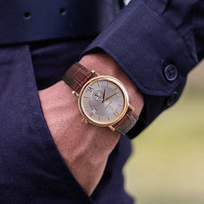 Mens Quartz(Swiss Movement) Watch | Rose Gold/Grey Dial-Boderry Elegant Boderry Watches