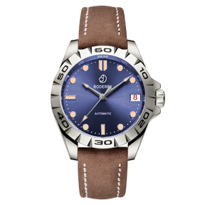 URBAN DATE(TITANIUM)- 3-hand Hi-beat(28,800 bph) with 72 hrs Power-reserve Automatic Titanium Watch | Brown Leather Strap