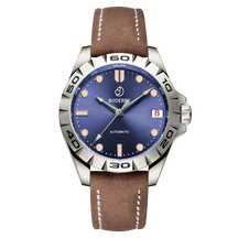 URBAN DATE(TITANIUM)- 3-hand Hi-beat(28,800 bph) with 72 hrs Power-reserve Automatic Titanium Watch | Brown Leather Strap
