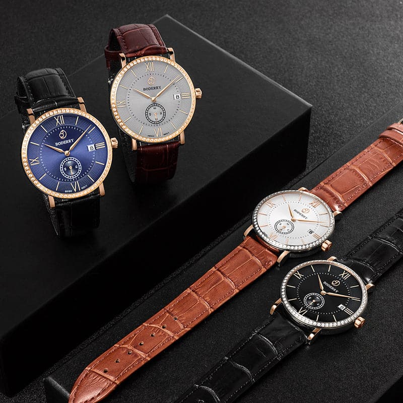 Mens Quartz(Swiss Movement) Watch | Rose Gold/Blue Dial-Boderry Elegant II Boderry Watches