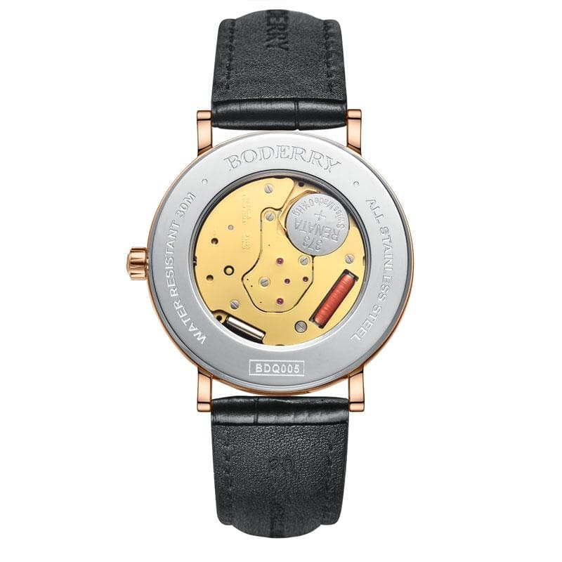 Mens Quartz(Swiss Movement) Watch | Rose Gold/Black Dial-Boderry Elegant II Boderry Watches