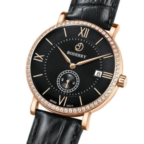 Mens Quartz(Swiss Movement) Watch | Rose Gold/Black Dial-Boderry Elegant II Boderry Watches