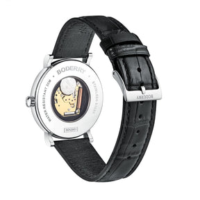 Mens Quartz(Swiss Movement) Watch | 40mm Silver Case with Tan Leather Strap-Boderry  Classic Boderry Watches