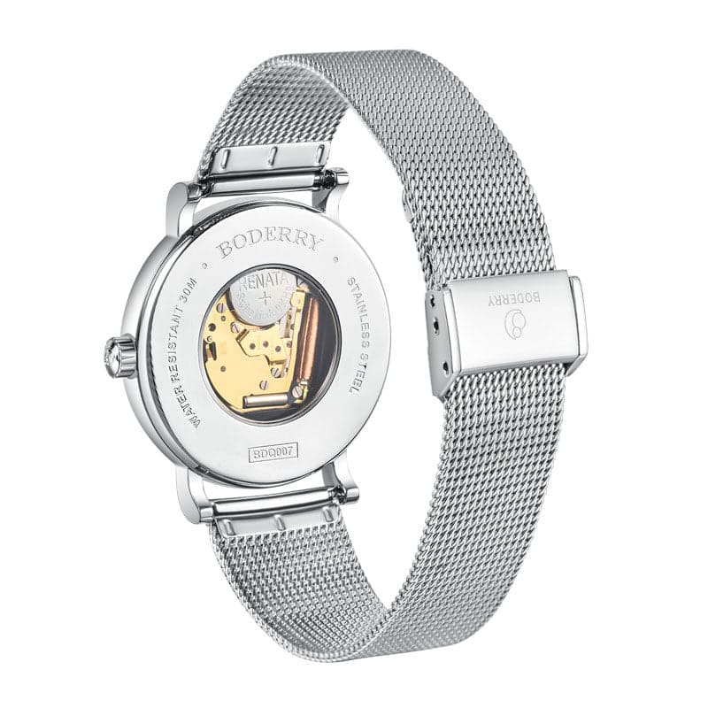 Women Watch | Plum Blossom Silver Mesh Watch-Boderry Flower Boderry Watches