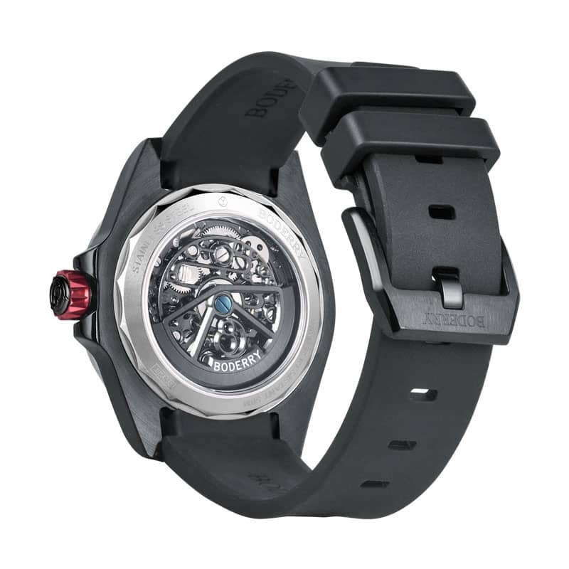 WINDMILL - Original Skeleton Hi-beat(28,800 bph) with 72 hrs Power-reserve Automatic Watch | Black Dial & Rubber Strap