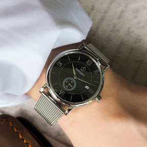 Mens Quartz(Swiss Movement) Watch | Black Dial -Boderry Elegant Boderry Watches