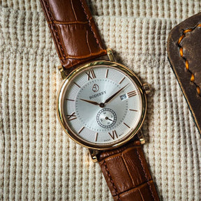 Mens Quartz(Swiss Movement) Watch | Rose Gold/White Dial-Boderry Elegant Boderry Watches