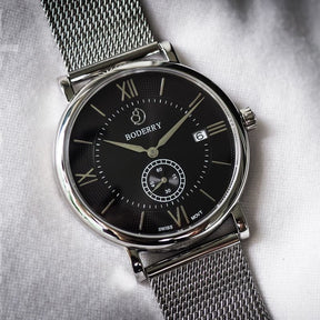 Mens Quartz(Swiss Movement) Watch | Black Dial -Boderry Elegant Boderry Watches