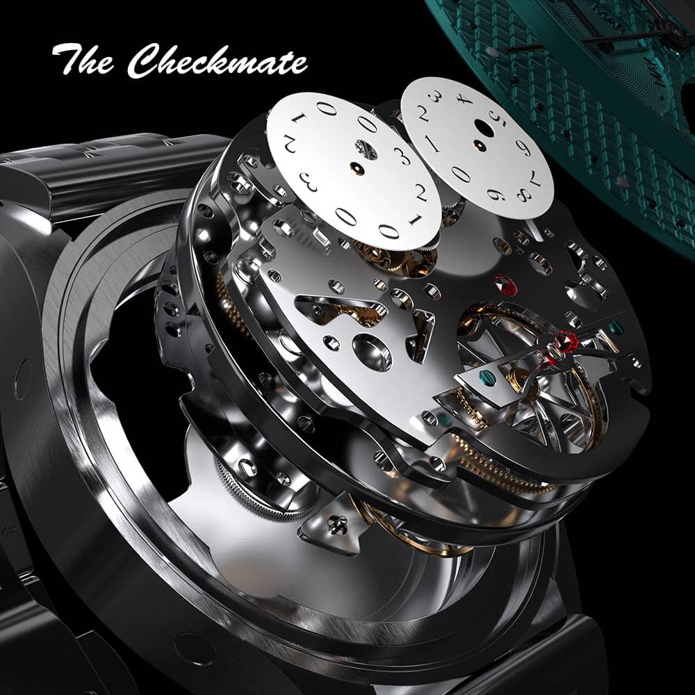THE CHECKMATE - Complication Automatic Watch with Date,Day,Month Display -Sapphire & Bracelet