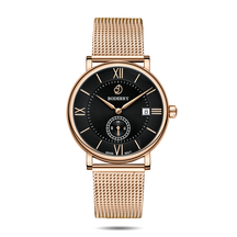 ELEGANT - Swiss Quartz Movement Watch | Rose Gold & Black Dial