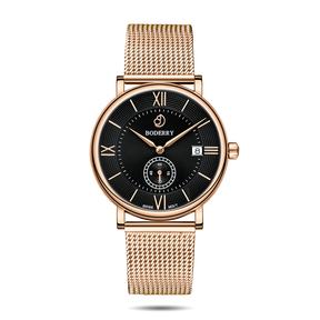 ELEGANT - Swiss Quartz Movement Watch | Rose Gold & Black Dial