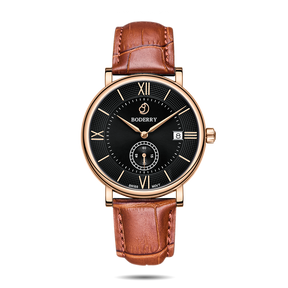 ELEGANT - Swiss Quartz Movement Watch | Rose Gold & Black Dial