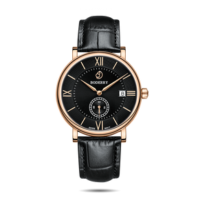 ELEGANT - Swiss Quartz Movement Watch | Rose Gold & Black Dial