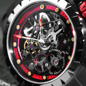 WINDMILL - Original Skeleton Hi-beat(28,800 bph) with 72 hrs Power-reserve Automatic Watch | Red Dial & Rubber Strap